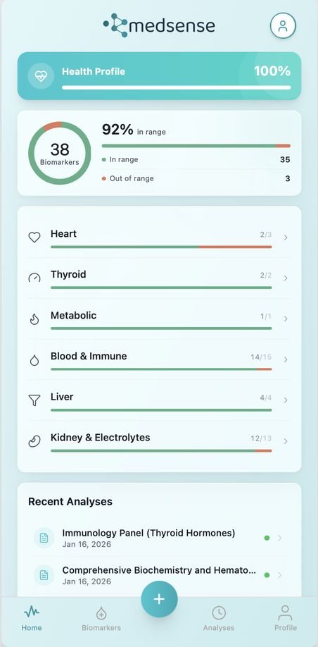 Екран от приложението Medsense